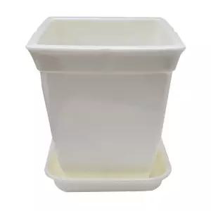 정사각 백색 도자기느낌 플라스틱화분 7호 화분 화분받침 플라스틱