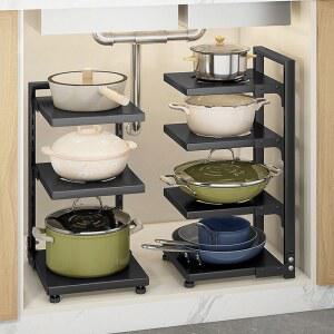 접시정리대 후라이팬 높이조절 거치대단 그릇꽂이 냄비거치대 후라이팬정리대 수납 냄비정리대