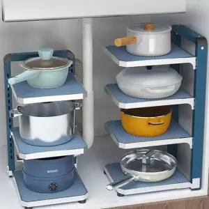 주방선반 냄비정리대 싱크대 거치대 받침대 업소 3단 정리대 주방정리 후라이팬 선반 수납수전