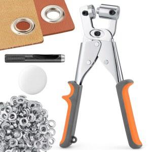 헤비 듀티 그로밋 툴 키트 3/8인치(10mm) - 가죽, 캔버스, 패브릭, 방수포, 비닐, 배너, 텐트용 홀 펀치 및 500개의 아일렛이 있는 핸드헬드 프레스