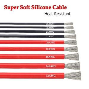 자동차 배터리 LED 조명용 소프트 실리콘 전원 케이블  내열성 전기 와이어  레드 블랙  5M-50M  14  16  1