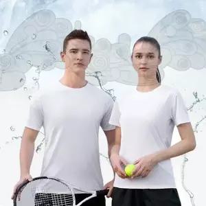 스포츠 반팔티 테니스 배드민턴 운동복 흰색 라운드넥 남녀공용 트레이닝복 헬스 요가복 실내 체육관 운동