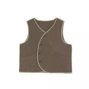 볼사스 여자조끼 라운드 사선 빈티지 겨울 복고풍 얇은 집업 조끼 면 가을 ADOR4