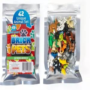 벽돌 전리품 동물 장난감 애완동물 팩 - 42피스 미니어처 피규어 세트 용 교육용 놀이 다양한 야생 가축이