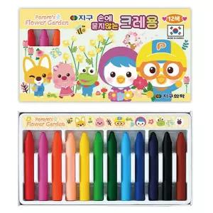 지구화학 뽀로로 손에 묻지 않는 크레용 12색/어린이/크레파스/캐릭터/저학년/미술/새학기/준비물/졸업/선
