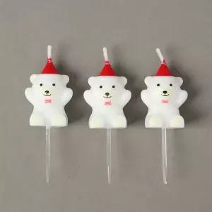 귀여운 생일초 세트 곰돌이 캐릭터 케이크 초 6개입 화이트