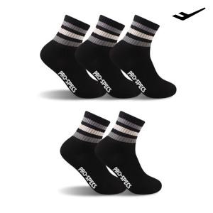 프로스펙스 남성용 중목 스포츠 파일 양말 5족 L19 블랙