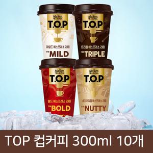 TOP 티오피 컵커피 에스프레소 라떼 300ml 10개+아이스포장 / 블랙 마일드 너티 카라멜 볼드