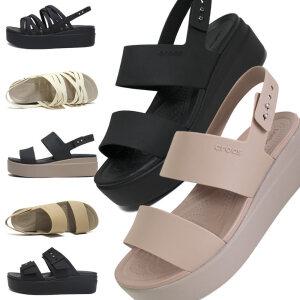 [30%즉할]크록스 브루클린 웨지 샌들 슬리퍼 힐 여성 통굽 굽높은 키높이 신발