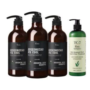 [4종] 띵코 어성초 아이스 쿨 샴푸 750ml 3개+다시마 헤어트리트먼트 500ml 1개