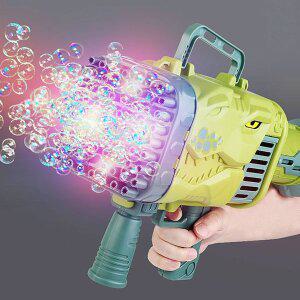 [유니커블]LED 충전식 초대형 공룡 바주카포 자동 버블건 64홀 게틀링 비눗방울 놀이 전동 머신건 총 장...