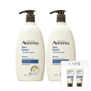 아비노 스킨릴리프 바디워시 무향 532ml, 2개+증정( 스킨릴리프 바디로션 30g, 2개)
