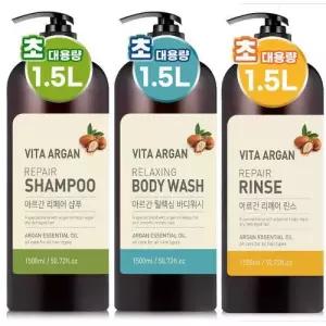 초대용량 바디워시/샴푸/린스 1500ml 2개 / 아르간 오일 각질 케어 블라썸향