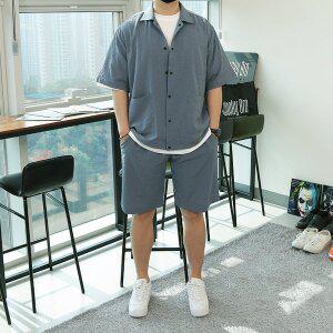 [우기브로]WBR 남자 빅사이즈 모이어티 시어서커 반팔 반바지