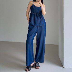 [에이치스타일]H스타일(MZ)데님캉캉나시바지세트 여름 여성 상하세트 청바지 데님나시 셋업