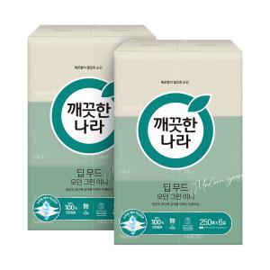 깨끗한나라 딥무드 모던그린 미니티슈, 250매, 6입, 2개