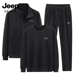 JEEP SPIRIT 빅사이즈 트레이닝 세트 남성 집업 트레이닝 자켓+라운드맨투맨+바지