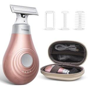 여성용 트림쿠 미니 비키니 트리머 - 여행용 케이스 포함 여행 친화적인 전동 면도기 교체 가능한 마그네틱 블레이드 USB-C 충전식 휴대용 바디 헤어 방수 습식/