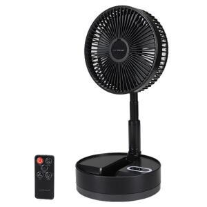저소음 접이식 리모컨 선풍기 KC 8인치 블랙 배터리 내장형 타이머 회전
