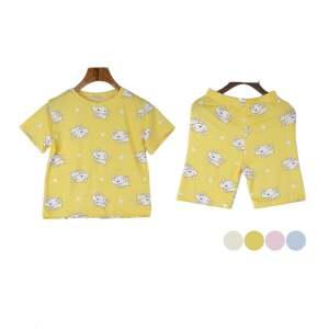 잠옷 여름 아동 반팔 흰강아지 원단 세트 쿨 반바지