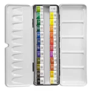 문교 고체물감 클래식 24컬러 수채화 물감/원형/파레트/미술/팔레트/파래트/알루미늄/팔렛트/철제/휴대용