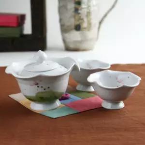 백자 연꽃잎 여행다기 2인세트/부모님/시댁/신혼부부/집들이/선물/고급선물/찻잔세트