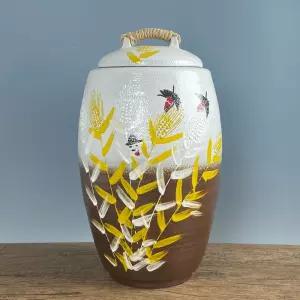 투톤분청 보리참새 20kg 쌀독 현관 소금 항아리/잡곡보관용기/잡곡용기/잡곡보관통/다용도쌀통/쌀보관/쌀