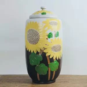 투톤 일자 해바라기 20kg 쌀독 쌀통 현관 소금 항아리/다용도쌀통/쌀보관/쌀보관통/잡곡통/쌀용기/쌀보관용