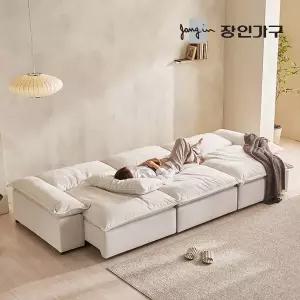 [장인가구]하온 4인 전동 슬라이딩 리클라이너 슬라이드 플랫 모션 소파 베드