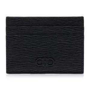 [SS23] [페라가모] 더블 간치니 카드지갑 66 A387 NERO PEBBLE 0733364/1