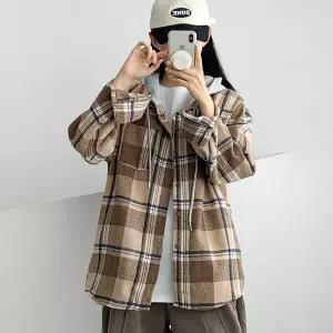 [레이어드 한듯] 기모 체크 기모후드 셔츠 루즈핏 박시핏 겨울 남방 간절기 아우터 데일리 캐주얼
