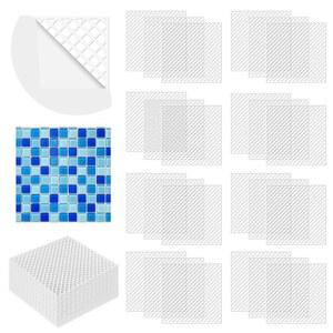 접착식 뒷면이 있는 모자이크 격자 타일 메시 24개 DIY 설치 공예 욕실 주방용 12x12인치 알칼리성 저항성 유리 섬유 시트 12개