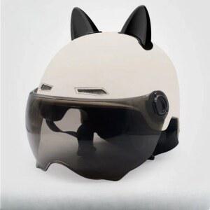 모던 전기자전거 토끼귀 고양이귀 선스크린 여성 안전 유니버설 4계절 헬멧 오토바이 남성 검정 프리사이즈