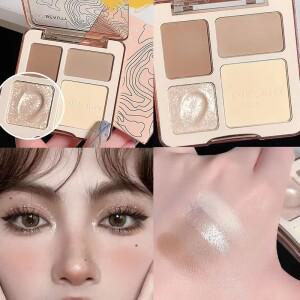 톤을 밝게 하고 입체적인 윤곽을 연출 오래 지속되는 매트 포뮬러를 사용한 4색 하이라이터 팔레트