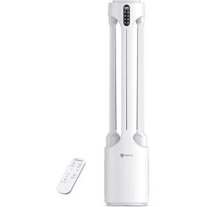 공기청정기, 리모컨, 15시간 타이머, 자동 진동, 저소음 24시간 침실, 가정, 사무실용 스탠드형 선풍기(흰색)가 장착된 에어메이트 45인치 무검 타워형 선풍기