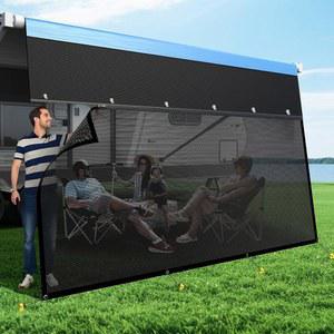 지퍼가 달린 RV 차양 스크린, 600D 옥스포드 상단 + 8.11온스 고밀도 메쉬 하단 업그레이드, 95% 자외선 차단, 트레일러 7피트 x 11피트 3인치용 간편한 차단제 그늘막 완성 키트