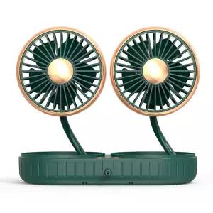 차량용 사무실용 듀얼 USB선풍기 3단 접이식 골드그린