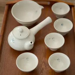 미색 이천 도자기 파란꽃 5인 세트 전통찻잔 선물용 다도 다기 주기 부부선물 신혼
