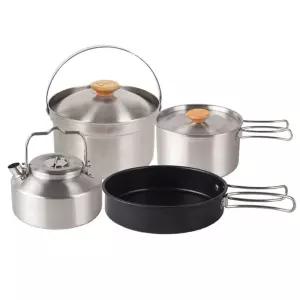 스텐 캠핑 4종 코펠세트 휴대용 접이식 냄비 포트세트 야외 조리도구 취사도구