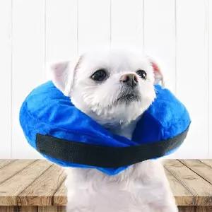 에어 벨벳 도넛 넥카라 강아지목보호 쿠션 애견 소형 호쿠 반려동물 튜브 수술 견수술