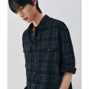 DRAW FIT 라몬 투포켓 시어서커 체크 셔츠 BLUE 548595