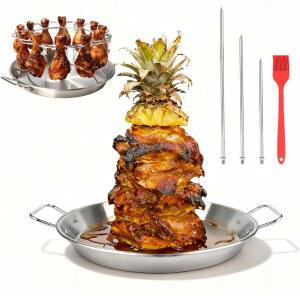 그릴용 치킨 8-12인치 팬, 목사 랙이 수직 레그 있는 오븐용 꼬치 브라질산 자이로 알 스탠드, 13인치 스테인리스 드럼스틱, 스틸-샤와르마 스틱이 타코, 꼬치, 스핏