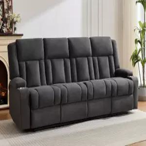 컵 홀더가 있는 AIWOEN 리클라이너 소파 4인승 패브릭 리클라이닝 거실용 수동 월 허거 홈 시어터(다크