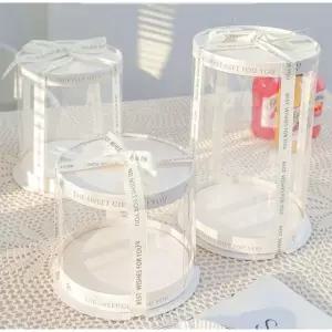 투명 케이크 원형 떡 케익 생일 케? 박스 용기 심플 스타일 5세트 4인치 단층