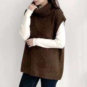 여성 터틀넥 니트 롱 조끼 베스트 -WVE0059- 가을 겨울