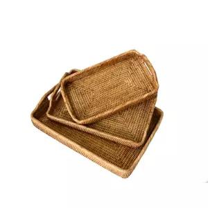 미얀마 라탄 뉴모닝 트레이/라탄사각바구니/라탄트레이/정리트레이/빵트레이/빵쟁반/카페트레이/빵진열트레