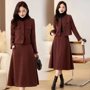 여성 고급세련핏 정장세트 모직 코트 스커트 투피스 추동 무드가 돋보이는 세트 인기4