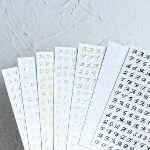 1pcs 로마 문자 네일 스티커 골든 실버 블랙 알파벳 디자인 자기 접착 데칼 영어 단어 매니큐어 장식