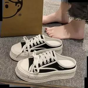 여성스니커즈 여자 통굽 키높이운동화 뮬 스니커즈 블로퍼 캔버스화