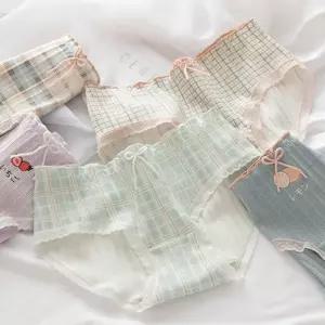 노라인 위생 인견 햄라인 심리 스팬티 여성 속옷 나염 여성면 모달 여자 팬티 체크 순면